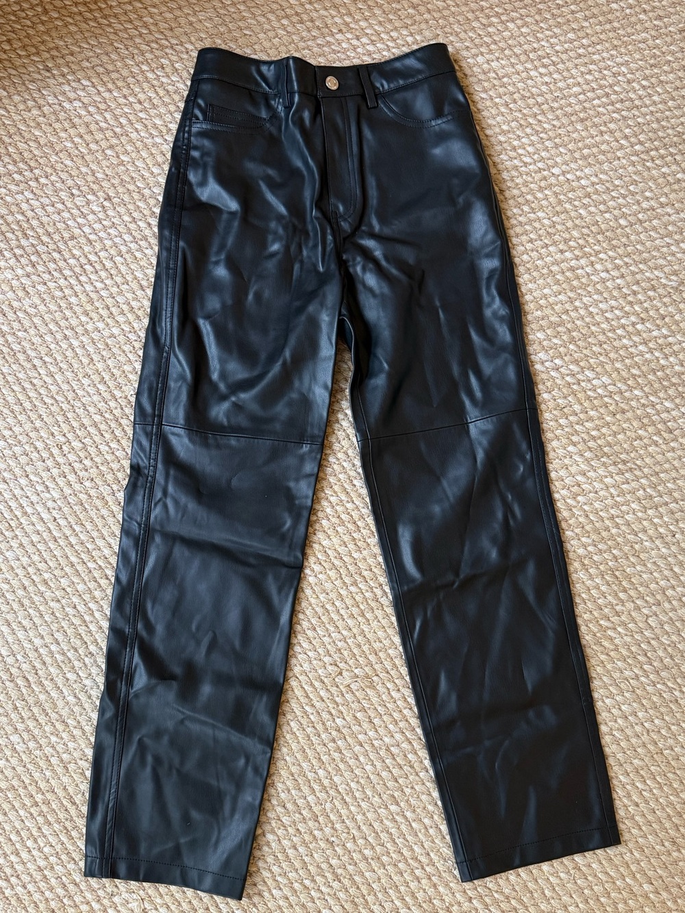 MANGO Black Faux Leather Pants
